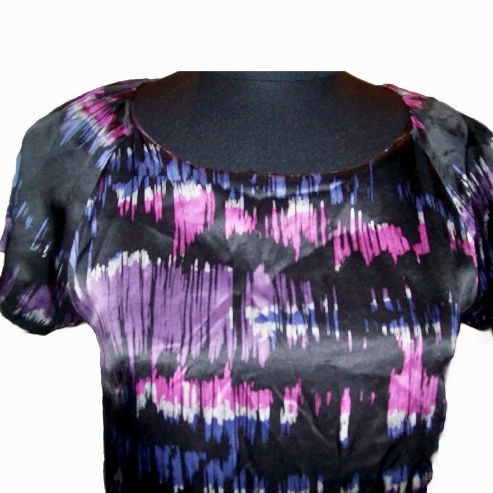 Kensie Black and Purple Abstract Blouse